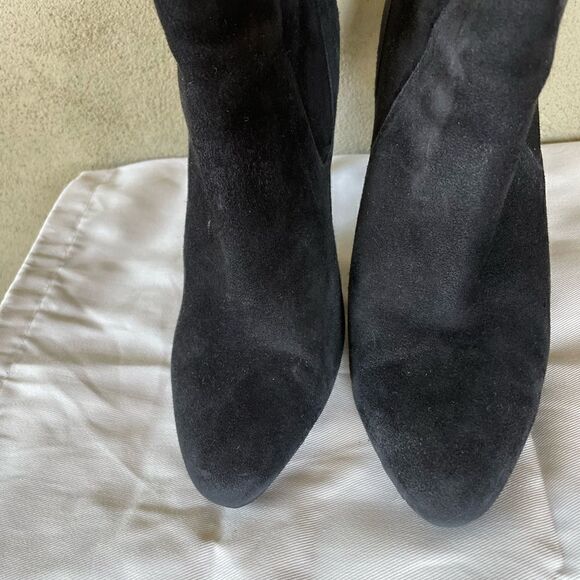 Cole Haan high heeled black suede booties - Picture 2 of 12